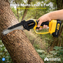 Motosserra Elétrica Portátil Com 4 Baterias 21v Bivolt + BRINDE: Bolsa de Ferramentas Multiuso - COMPRE 1 LEVE 2